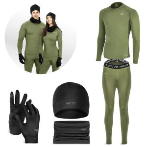 Zestaw odzieży termicznej unisex 4FIZJO czarny/zielony - 5 elementów. Zielona komplety bielizny 4FIZJO, bez wzorów. Za 219,99 zł.