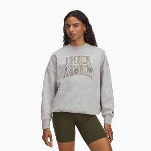 Bluza Damska Oversize Z Logo Under Armour Rival Fleece Varsity. Szare bluzy Under Armour, bez wzorów, bez kaptura. Za 239,99 zł.