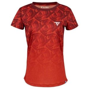 Koszulka T-Shirt tenisowa damska Tecnifibre X-Loop Tee. Czerwone bluzki TECNIFIBRE, bez wzorów, sportowe, bez kołnierzyka, bez ramiączek. Za 249,00 zł.
