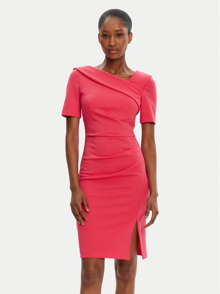 Rinascimento Sukienka koktajlowa CFC0122560003 Różowy Regular Fit. Czerwone kombinezony Rinascimento, xs, bez wzorów, z syntetyku, wizytowe, bez kołnierzyka, bez ramiączek. Za 279,99 zł.