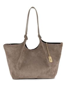 Anna Morellini Skórzany shopper bag "Lucria" w kolorze szarobrązowym - 35 x 27 x 19 cm rozmiar: onesize. Brązowe shopper bag Anna Morellini, bez wzorów, z materiału, na ramię, bez dodatków. Za 402,53 zł.