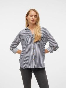 Vero Moda Koszula w kolorze granatowo-białym rozmiar: XS. Białe koszule Vero Moda, xs, bez wzorów, z wiskozy, bez kołnierzyka, bez ramiączek. Za 61,60 zł.