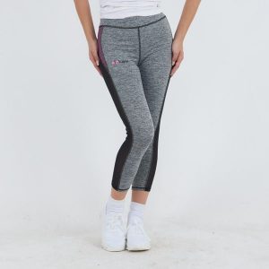 Damskie Legginsy Biegowe Stretch Kluczowe Cechy Model. Szare legginsy ELPLAYER, bez wzorów, z elastanu. Za 64,00 zł.
