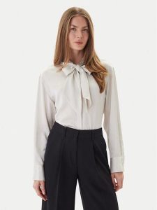 Calvin Klein Bluzka LV044D125G Beżowy Regular Fit. Brązowe bluzki Calvin Klein, xxs, bez wzorów, z syntetyku, bez kołnierzyka, bez ramiączek. Za 379,99 zł.