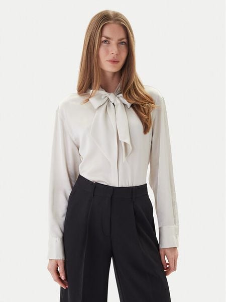 Calvin Klein Bluzka LV044D125G Beżowy Regular Fit. Brązowe bluzki Calvin Klein, xxs, bez wzorów, z syntetyku, bez kołnierzyka, bez ramiączek. Za 379,99 zł.