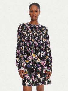 Desigual Sukienka codzienna Flor Acrilica 25WWVW09 Czarny Regular Fit. Czarne kombinezony Desigual, l, bez wzorów, z wiskozy, bez kołnierzyka, bez ramiączek. Za 419,99 zł.