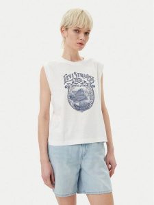 Levi's® Bluzka Graphic 001MW-0000 Biały Standard Fit. Białe bluzki l, bez wzorów, z bawełny, bez kołnierzyka, bez ramiączek. Za 89,99 zł.