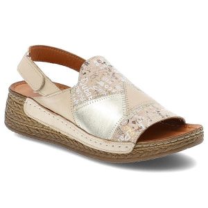 Sandały damskie Maciejka, skórzane we wzorki na platformie na rzep, beżowe, L7067-04-00-1. Brązowe sandały Maciejka, bez wzorów, bez obcasa, na platformie, bez zapięcia. Za 209,00 zł.