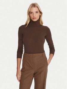 Weekend Max Mara Golf Multif 2525946022 Brązowy Slim Fit. Brązowe golfy Weekend Max Mara, bez wzorów, z wiskozy. Za 359,99 zł.
