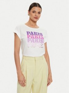 Morgan T-Shirt 241-DPARIS Biały Regular Fit. Białe t-shirty Morgan, l, bez wzorów, z bawełny, bez kołnierzyka, bez ramiączek. Za 209,99 zł.