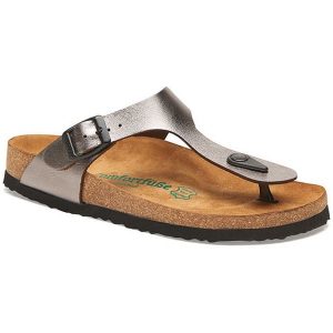 Comfortfusse Skórzane japonki w kolorze srebrnym rozmiar: 41. Szare klapki Comfortfüße, bez wzorów, ze skóry, z otwartym noskiem, bez obcasa. Za 252,99 zł.