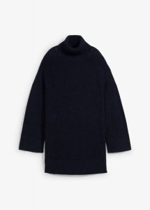 Sweter oversize z golfem z mieszanki bawełny. Niebieskie golfy bonprix, bez wzorów, z bawełny. Za 179,99 zł.
