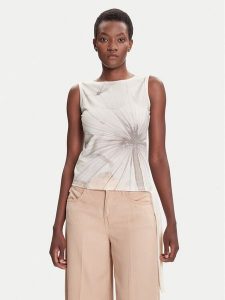 Desigual Top Bruma 25WWTK21 Écru Regular Fit. Topy Desigual, xl, bez wzorów, z bawełny, bez kołnierzyka, bez ramiączek. Za 169,99 zł.