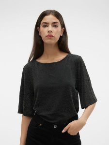 Vero Moda Bluzka w kolorze czarnym rozmiar: XS. Czarne bluzki Vero Moda, xs, bez wzorów, bez kołnierzyka, bez ramiączek. Za 30,71 zł.