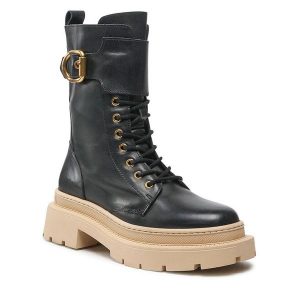 Trapery GINO ROSSI. Czarne buty zimowe Gino Rossi, bez obcasa, bez zapięcia. Za 429,99 zł.