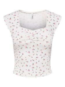 ONLY Top w kolorze białym rozmiar: XS. Białe topy ONLY, xs, bez wzorów, bez kołnierzyka, bez ramiączek. Za 39,31 zł.