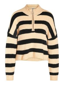 JDY Sweter w kolorze beżowo-czarnym rozmiar: L. Brązowe swetry oversize JDY, l, bez wzorów, bez ramiączek. Za 52,67 zł.