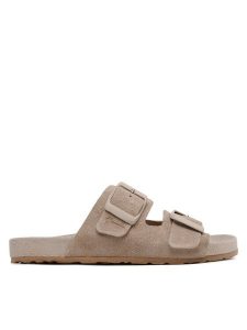 Manebi Klapki Suede Traveler Nordic Sandals W 1.9 RT Brązowy. Brązowe klapki Manebi, bez wzorów, ze skóry, bez obcasa. Za 489,99 zł.