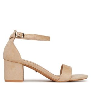 Sandały DeeZee. Brązowe sandały DeeZee, bez wzorów, bez obcasa, na słupku, bez zapięcia. Za 119,99 zł.