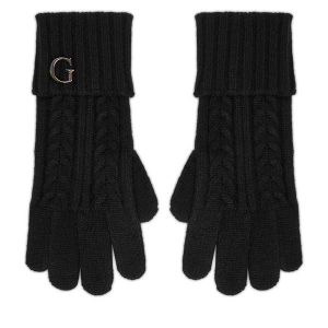 Rękawiczki Damskie Guess. Czarne rękawiczki Guess, z aplikacjami, z dzianiny. Za 199,99 zł.
