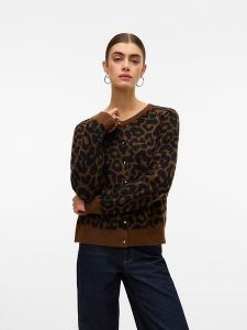 Vero Moda Kardigan w kolorze jasnobrązowo-czarnym rozmiar: M. Brązowe kardigany Vero Moda, z wełny. Za 144,92 zł.