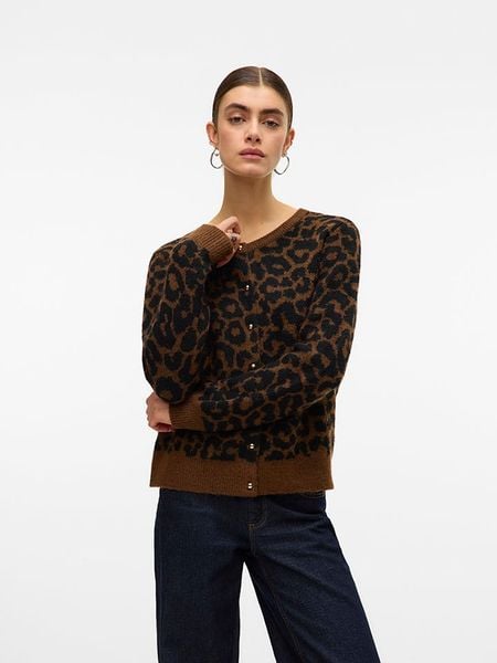 Vero Moda Kardigan w kolorze jasnobrązowo-czarnym rozmiar: M. Brązowe kardigany Vero Moda, z wełny. Za 148,26 zł.