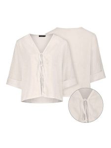Eight2Nine Bluzka w kolorze beżowym rozmiar: M/L. Brązowe bluzki Eight2Nine, l, bez wzorów, bez kołnierzyka, bez ramiączek. Za 109,95 zł.