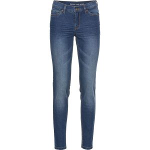 Dżinsy Skinny, mid waist, krótsze nogawki. Niebieskie jeansy bonprix, bez wzorów, z jeansu, krótkie. Za 84,99 zł.