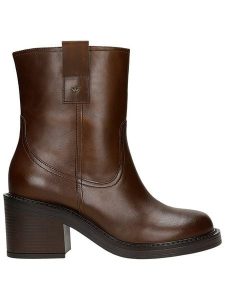 Wojas Skórzane botki w kolorze brązowym rozmiar: 40. Brązowe botki Wojas, bez wzorów, z okrągłym noskiem, bez obcasa, bez zapięcia. Za 457,95 zł.