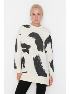 Trendyol Bluza w kolorze kremowo-czarnym rozmiar: XL. Brązowe bluzy Trendyol, xl, bez wzorów, bez kaptura. Za 95,95 zł.