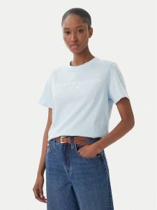 Tommy Hilfiger T-Shirt WW0WW40276 Niebieski jasny Regular Fit. Niebieskie t-shirty TOMMY HILFIGER, l, bez wzorów, z bawełny, bez kołnierzyka, bez ramiączek. Za 169,99 zł.
