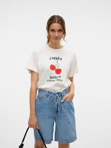 Vero Moda Koszulka w kolorze białym rozmiar: S. Białe bluzki Vero Moda, s, bez wzorów, z bawełny, bez kołnierzyka, bez ramiączek. Za 70,24 zł.
