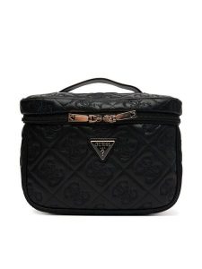 Guess Kosmetyczka TWQL96 58039 Czarny. Czarne torebki klasyczne Guess, z aplikacjami, ze skóry, bez dodatków. Za 259,99 zł.