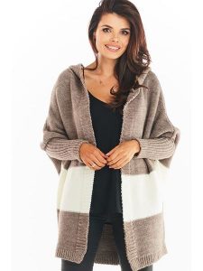 Awama Kardigan w kolorze beżowo-kremowym rozmiar: onesize. Brązowe kardigany Awama, bez wzorów, bez ramiączek. Za 228,45 zł.