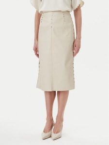 Bruuns Bazaar Spódnica z imitacji skóry Tuanelle BBW4392 Beżowy Regular Fit. Brązowe spódnice Bruuns Bazaar, bez wzorów, ze skóry. Za 389,99 zł.