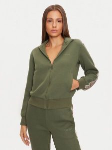 Guess Bluza Britney V2YQ16 KB3P2 Zielony Regular Fit. Zielone bluzy Guess, s, z aplikacjami, z bawełny, bez kaptura. Za 239,99 zł.