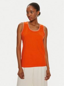 United Colors Of Benetton Bluzka 34G7DH00W Pomarańczowy Regular Fit. Brązowe bluzki United Colors of Benetton, m, bez wzorów, z bawełny, bez kołnierzyka, bez ramiączek. Za 69,99 zł.