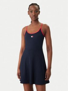 Tommy Jeans Sukienka codzienna DW0DW22335 Granatowy Slim Fit. Niebieskie kombinezony Tommy Jeans, m, bez wzorów, z bawełny, bez kołnierzyka, bez ramiączek. Za 329,99 zł.