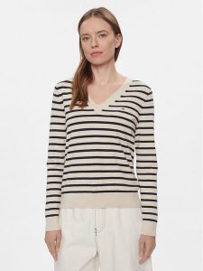 Tommy Hilfiger Sweter WW0WW40098 Beżowy Regular Fit. Brązowe swetry klasyczne TOMMY HILFIGER, xs, z bawełny, bez kołnierzyka. Za 249,99 zł.
