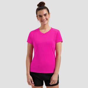 Funkcjonalna koszulka damska Rogelli PROMOTION LADY. Czerwone koszulki sportowe Rogelli, bez wzorów, bez ramiączek. Za 49,00 zł.