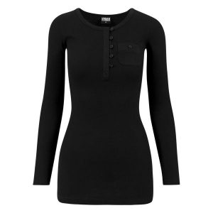 T-shirt Damski Prążkowana Kieszenie Długa Z Podwiniętym Rękawem. Czarne t-shirty Urban Classics, xs, bez wzorów, prążkowane, bez kołnierzyka, bez ramiączek. Za 104,99 zł.