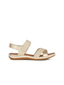 Geox Sandały "Vega" w kolorze złoto-kremowym rozmiar: 41. Brązowe sandały Geox, bez wzorów, z otwartym noskiem, bez obcasa, bez zapięcia. Za 170,87 zł.