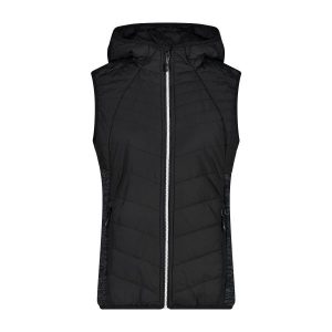 Damska kurtka bez rękawów z kapturem CMP. Czarne kurtki CMP, bez wzorów, z puchu, z kapturem. Za 298,40 zł.