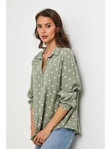 Lin Passion Koszula w kolorze khaki rozmiar: 40/42. Brązowe koszule Lin Passion, bez wzorów, z bawełny, bez kołnierzyka, bez ramiączek. Za 175,67 zł.