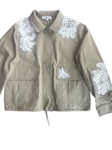 Josephine & Co Kurtka przejściowa "Jeannette" w kolorze oliwkowo-białym rozmiar: 38. Białe kurtki Josephine & Co, bez wzorów, z bawełny, bez kaptura. Za 347,99 zł.