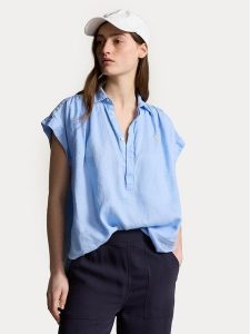 Polo Ralph Lauren Koszula 211935131003 Niebieski Relaxed Fit. Niebieskie koszule Polo Ralph Lauren, xl, bez wzorów, ze lnu, bez kołnierzyka, bez ramiączek. Za 449,99 zł.