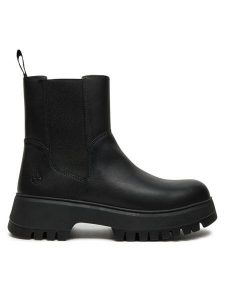Timberland Sztyblety Mid Pull On Boot TB0A6FCHW021 Czarny. Czarne botki Timberland, bez wzorów, ze skóry, bez obcasa, na płaskiej podeszwie, bez zapięcia. Za 519,99 zł.