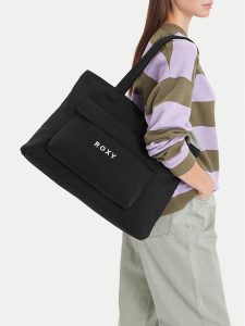 Roxy Torebka WBEOHP-ROXY-MZ-005-10 Czarny. Czarne shopper bag Roxy, bez wzorów, z materiału, bez dodatków. Za 79,99 zł.
