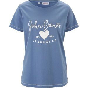 T-shirt. Niebieskie t-shirty bonprix, bez wzorów, bez kołnierzyka, bez ramiączek. Za 39,99 zł.