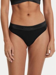 Calvin Klein Underwear Stringi LV00QF8826 Czarny. Czarne stringi Calvin Klein Underwear, bez wzorów, z bawełny. Za 99,99 zł.